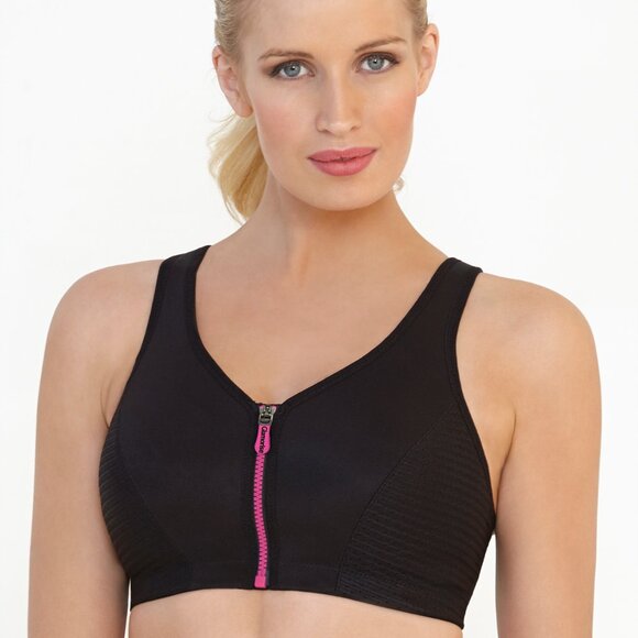 Set of 3! 36B Glamorise SPORT Bra (HIGH-IMPACT) Black (RACERBACK) T-Back Zip NEW - Picture 13 of 16
